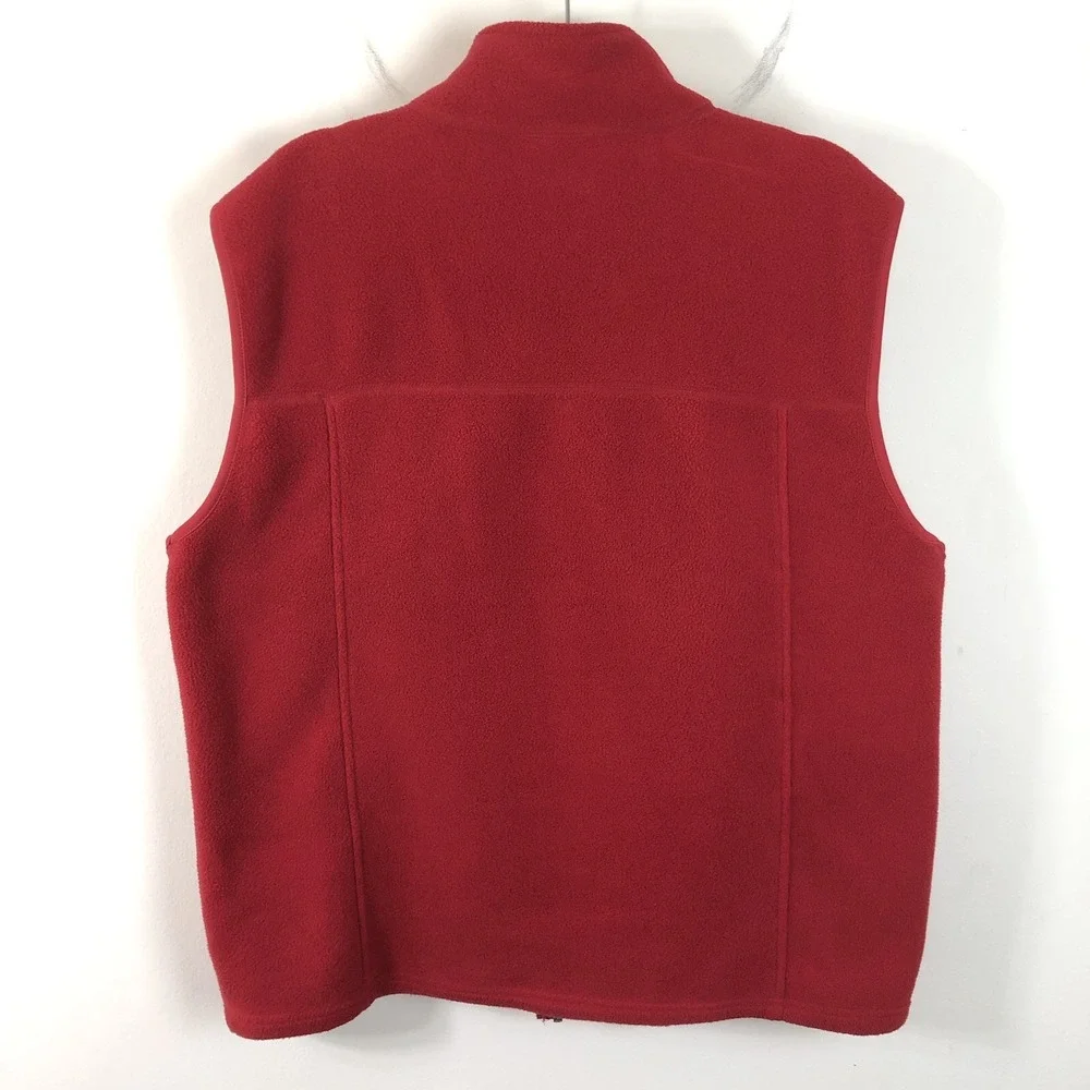 L.L. Bean Polartec Full Zip Fleece Vest Mens Sz L Red Pockets Comfortable
